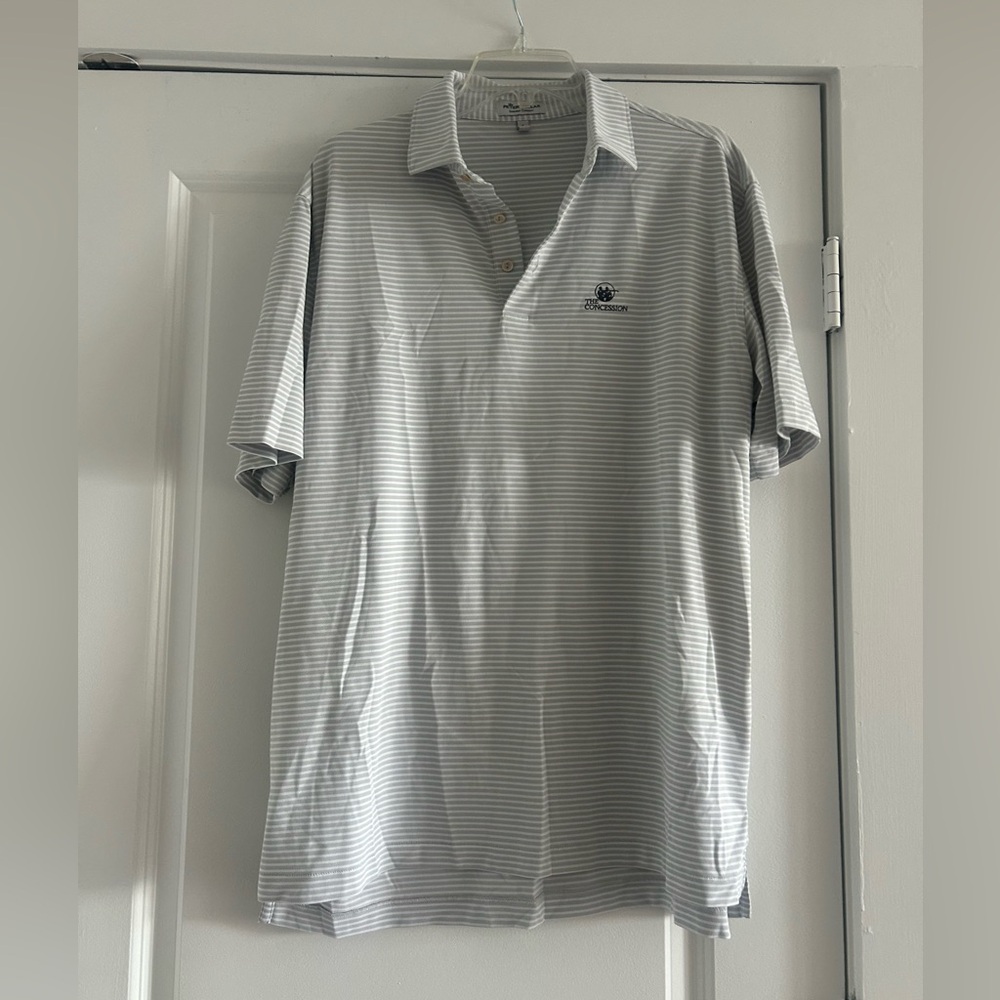 Peter Millar Gray Stripe Golf Polo